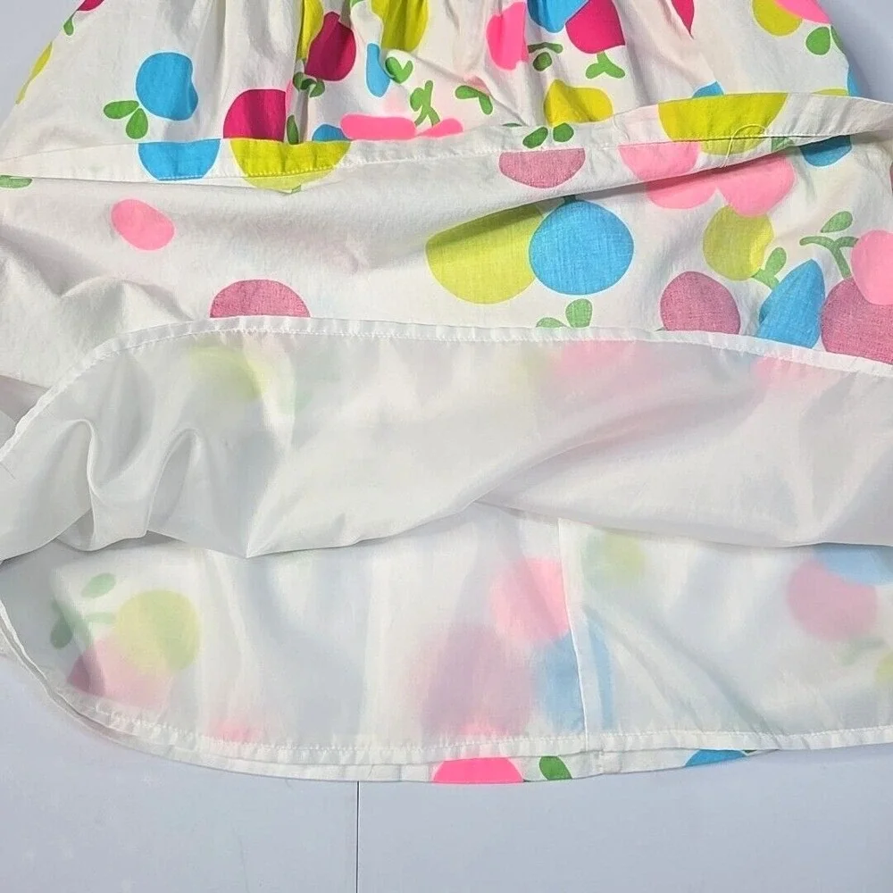 Carter's White Bubble Print Floral Waist Sleeveless‎ Dress Girls 6 Summer Preppy